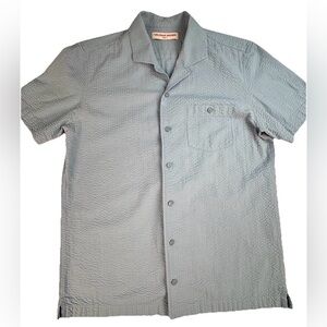Orlebar Brown Hibbert Tonal Seersucker Shirt Large Cotton Men’s Light Blue Euc